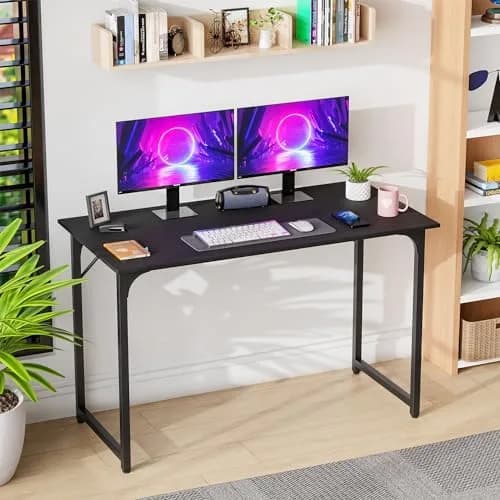 PayLessHere 47 Inch Computer Desk Black | Modern Steel Frame & Water-Resistant Surface thumbnail 2