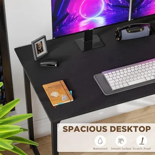 PayLessHere 47 Inch Computer Desk Black | Modern Steel Frame & Water-Resistant Surface thumbnail 3