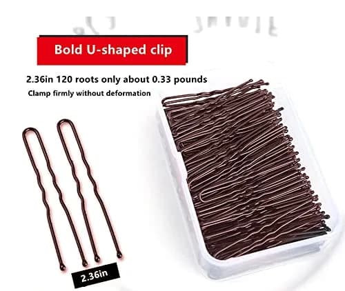 TAPBULL U Shaped Hair Pins for Bun, Wedding Bridal Brown (120 Count, Brown) | Classic Metal Hairpins for Updos thumbnail 2