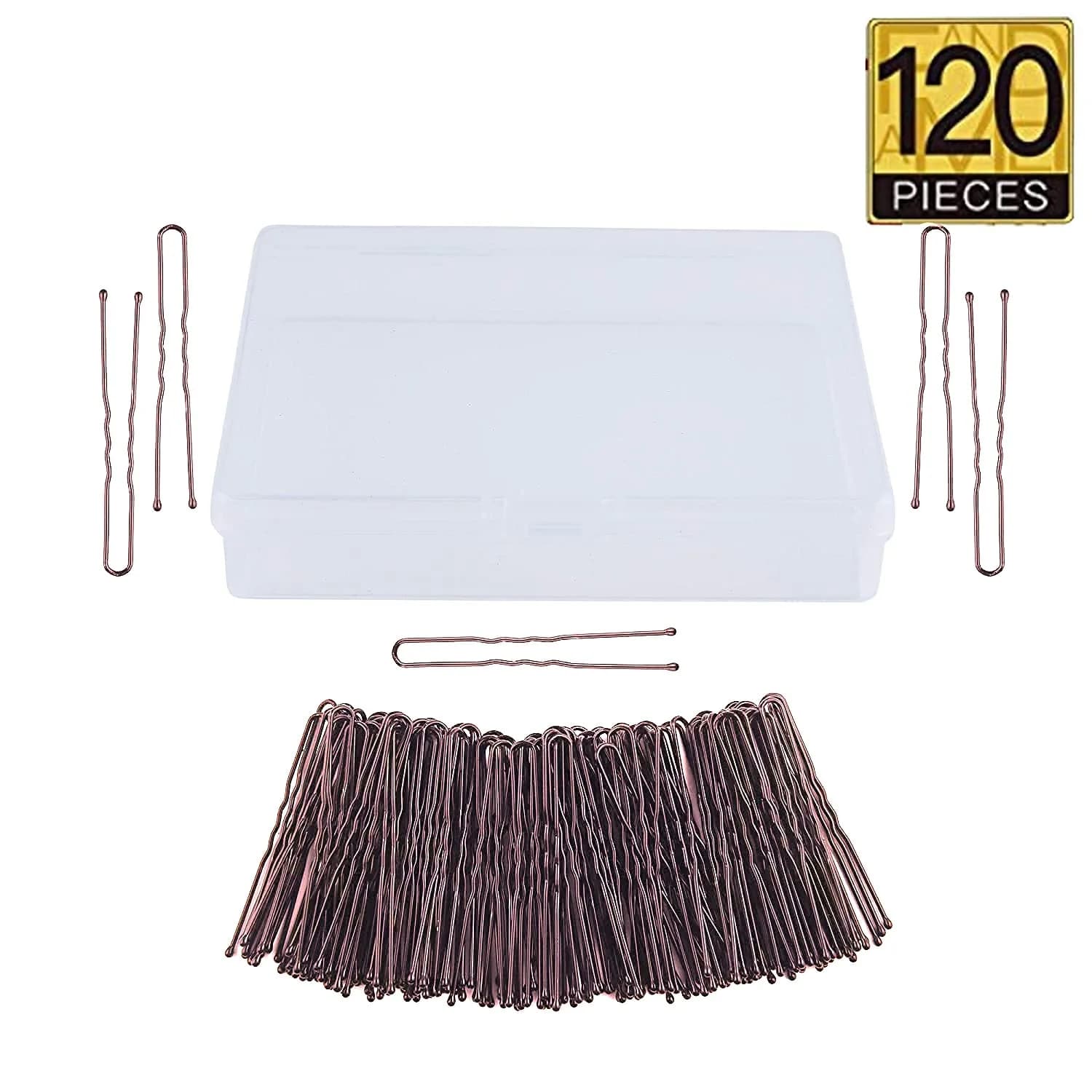 TAPBULL U Shaped Hair Pins for Bun, Wedding Bridal Brown (120 Count, Brown) | Classic Metal Hairpins for Updos - view 3
