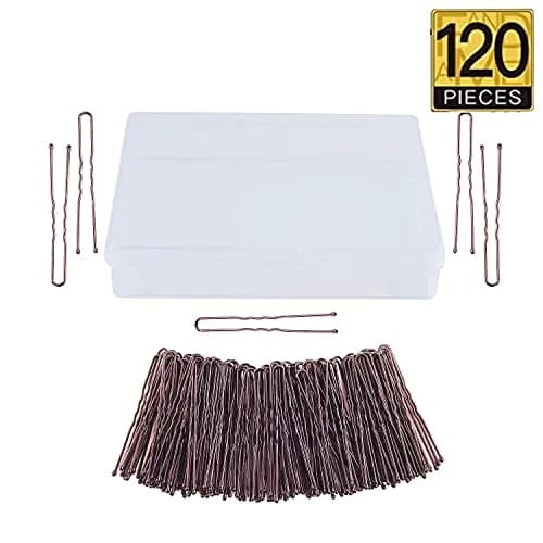 TAPBULL U Shaped Hair Pins for Bun, Wedding Bridal Brown (120 Count, Brown) | Classic Metal Hairpins for Updos thumbnail 3