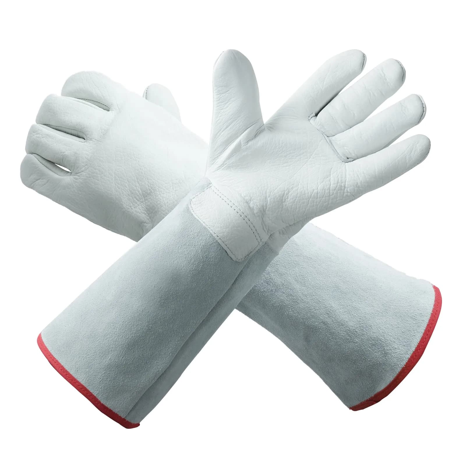egowz Cryogenic Gloves for Liquid Nitrogen -436°F to 298°F | 45cm (17.7") Long, 1 Pair — Off-white