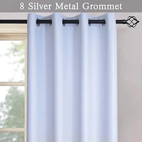 SimpleHome Ombre Gradient Black White to Gray Curtains for Bedroom, 52Wx63L | Modern Room Darkening Drapes with Grommets thumbnail 4
