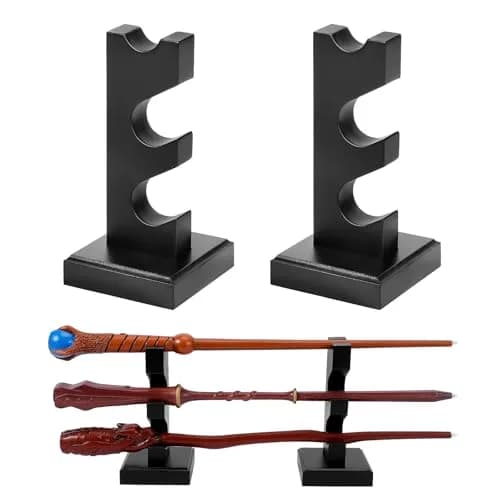 ChampWe Wizard Wand Display Stand Wooden Magic Wands Holder 3 Tiered for Collection Black 12.7cm (5in) thumbnail 1