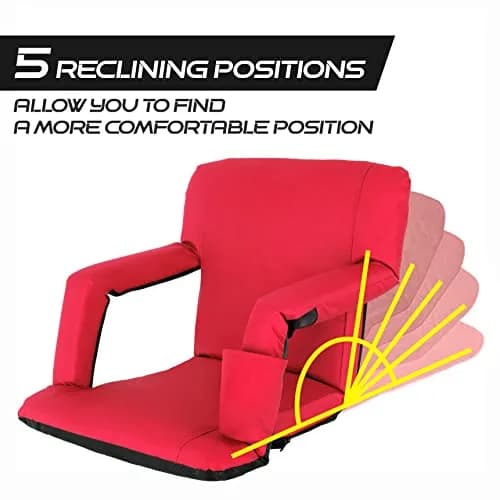 ZENY Stadium Seat for Bleachers with Back Support, 20.5'' | Adjustable Reclining & Padded Comfort thumbnail 3