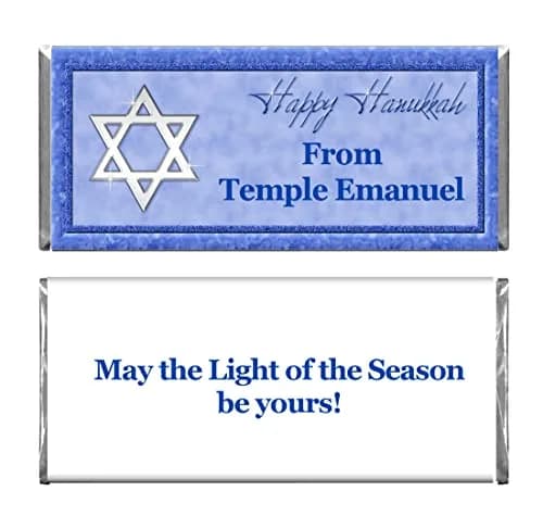 Blue Skies Plus Personalized Hanukkah Star of David Candy Bar Wrappers & Foils 100 | Custom Party Favors for Hanukkah & Holidays thumbnail 1