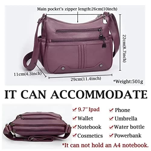 VOLGANIK ROCK Women Soft PU Leather Shoulder Handbag Multi Pocket Crossbody Bag Medium Roomy thumbnail 4
