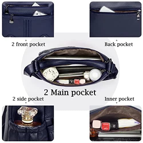 VOLGANIK ROCK Women PU Leather Shoulder Handbag Multi Pocket Crossbody Bag Medium Roomy thumbnail 6