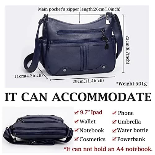VOLGANIK ROCK Women PU Leather Shoulder Handbag Multi Pocket Crossbody Bag Medium Roomy thumbnail 3