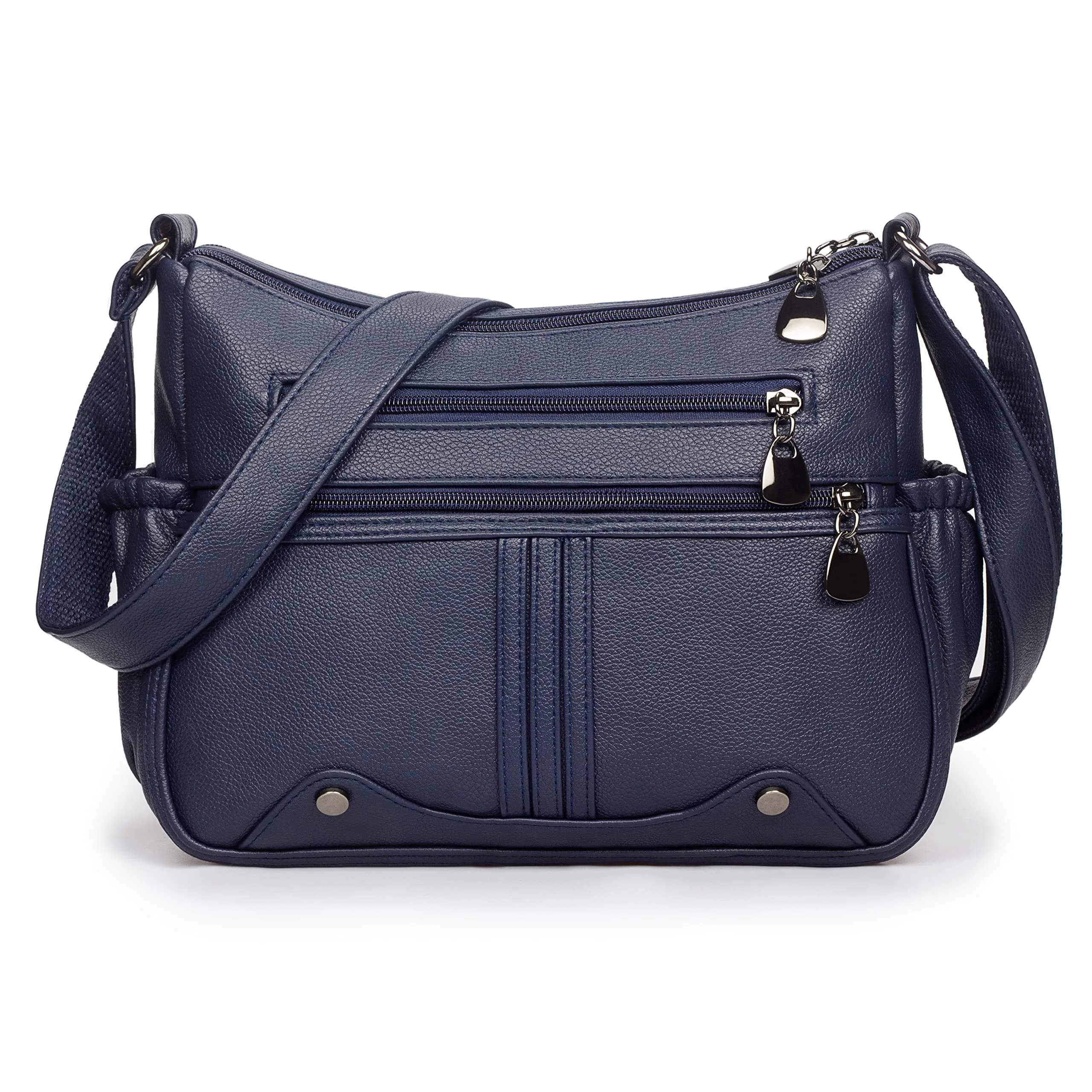 VOLGANIK ROCK Women PU Leather Shoulder Handbag Multi Pocket Crossbody Bag Medium Roomy — Blue - main product image