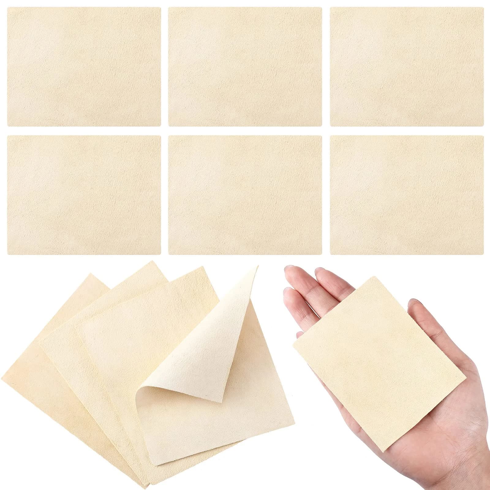 Potchen 20 Pieces Pre Cut Chamois for Pottery Clay | Natural Absorbent Craft Tool — 3 x 3.7 Inch