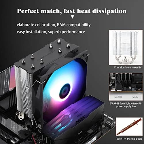 Thermalright Assassin X120 Refined SE ARGB CPU Air Cooler 120mm (4.72 inches) | 4 Heat Pipes, PWM Fan, 148mm Height thumbnail 4