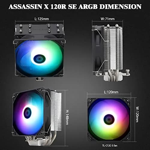 Thermalright Assassin X120 Refined SE ARGB CPU Air Cooler 120mm (4.72 inches) | 4 Heat Pipes, PWM Fan, 148mm Height thumbnail 5