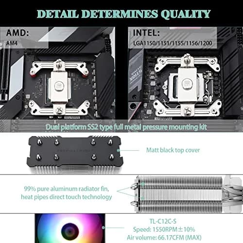 Thermalright Assassin X120 Refined SE ARGB CPU Air Cooler 120mm (4.72 inches) | 4 Heat Pipes, PWM Fan, 148mm Height thumbnail 3