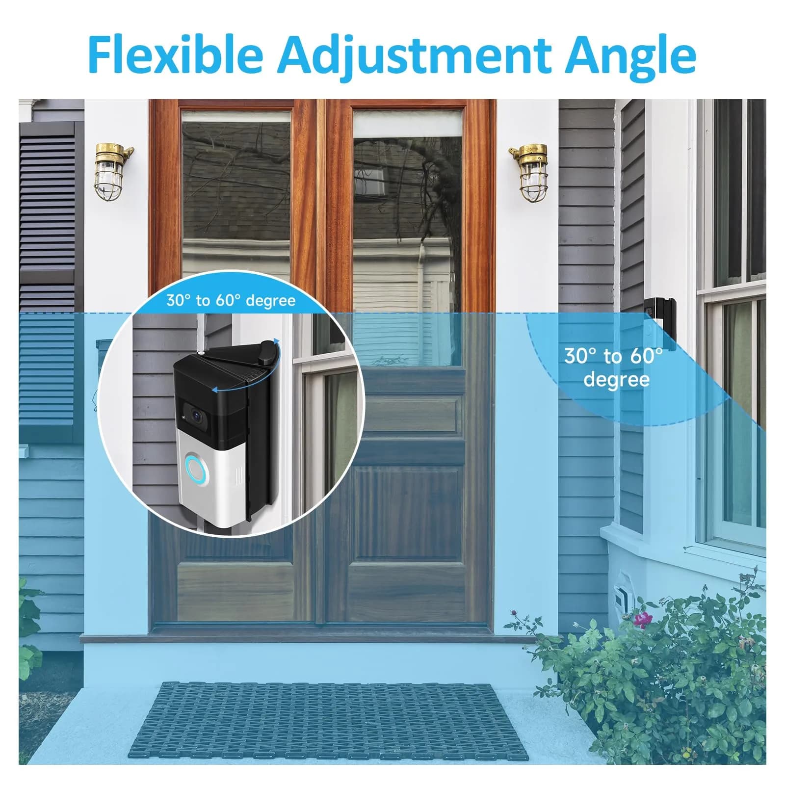 OLAIKE Waterproof Adjustable Doorbell Angle Mount | Wider Vision for Ring, Blink, Nest (Black) - view 3