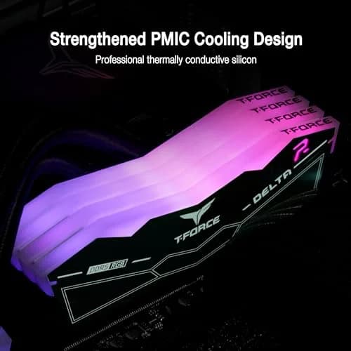 TEAMGROUP T-Force Delta RGB DDR5 32GB (2x16GB) 6400MHz CL40 Desktop Memory Module Ram (Black) thumbnail 4