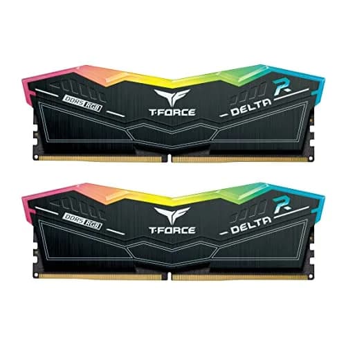TEAMGROUP T-Force Delta RGB DDR5 32GB (2x16GB) 6400MHz CL40 Desktop Memory Module Ram (Black) — Black / 32GB(2x16GB) / DDR5 6000MHz 38-38-38-78