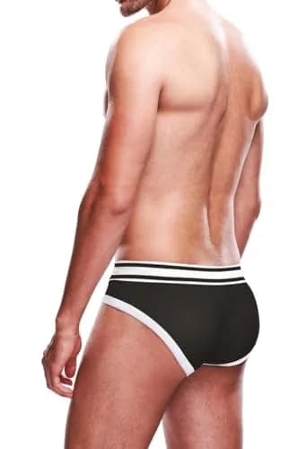 Prowler Black & White Brief Large 32"-34" | Super Comfy Elasticated Waistband (92% Polyester, 8% Spandex) thumbnail 2