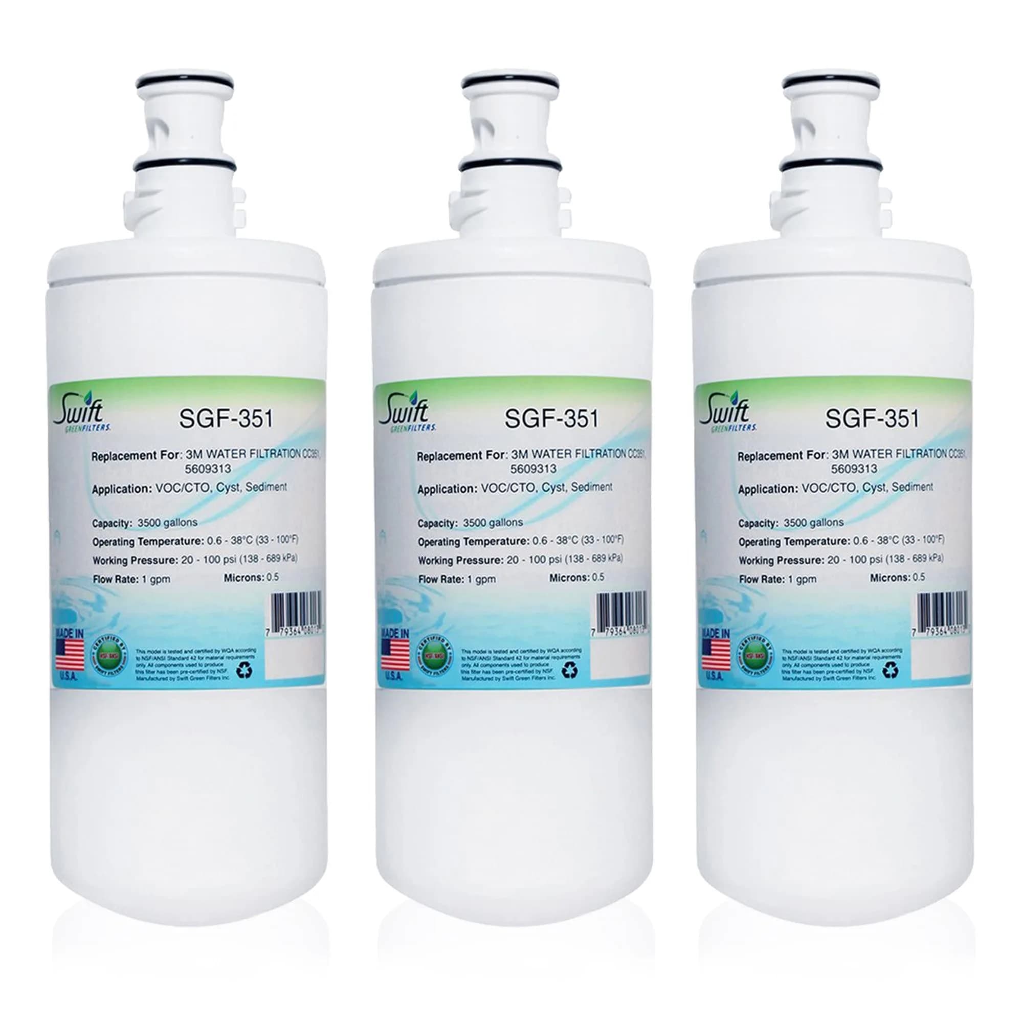 Swift Green Filters SGF-351 Water Filter 3 Pack | Reduces VOCs & Odor, Made in USA — White
