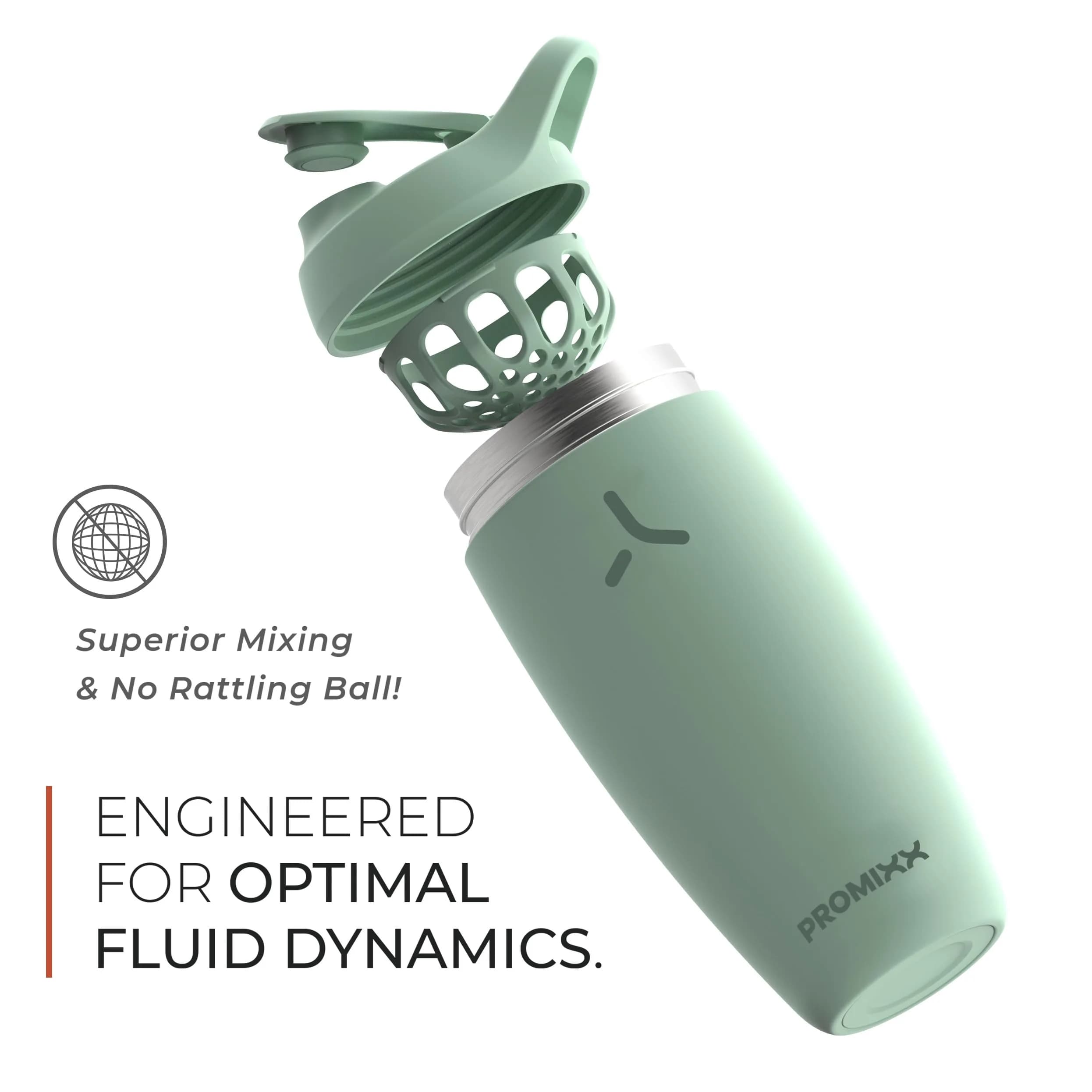 PROMIXX Pursuit Insulated Shaker Bottle 550ml (18.6 fl oz) | Premium Stainless Steel for Smooth Mixing - view 5