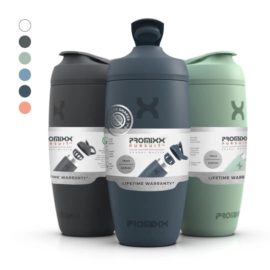 PROMIXX Pursuit Shaker Bottle 550ml (18.6 Fl Oz) | Insulated Stainless Steel for Cold Mixes - view 8