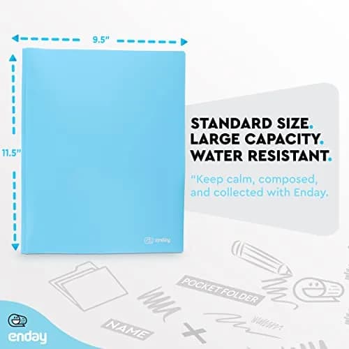 Enday Blue File Folder with Pockets & Prongs | 6 Pc Letter Size, Water-Resistant, Durable (70-120 chars) thumbnail 5
