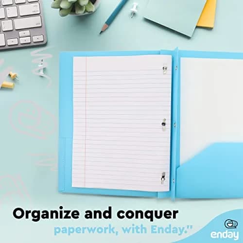 Enday Blue File Folder with Pockets & Prongs | 6 Pc Letter Size, Water-Resistant, Durable (70-120 chars) thumbnail 6
