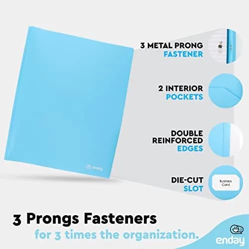 Enday Blue File Folder with Pockets & Prongs | 6 Pc Letter Size, Water-Resistant, Durable (70-120 chars) thumbnail 3