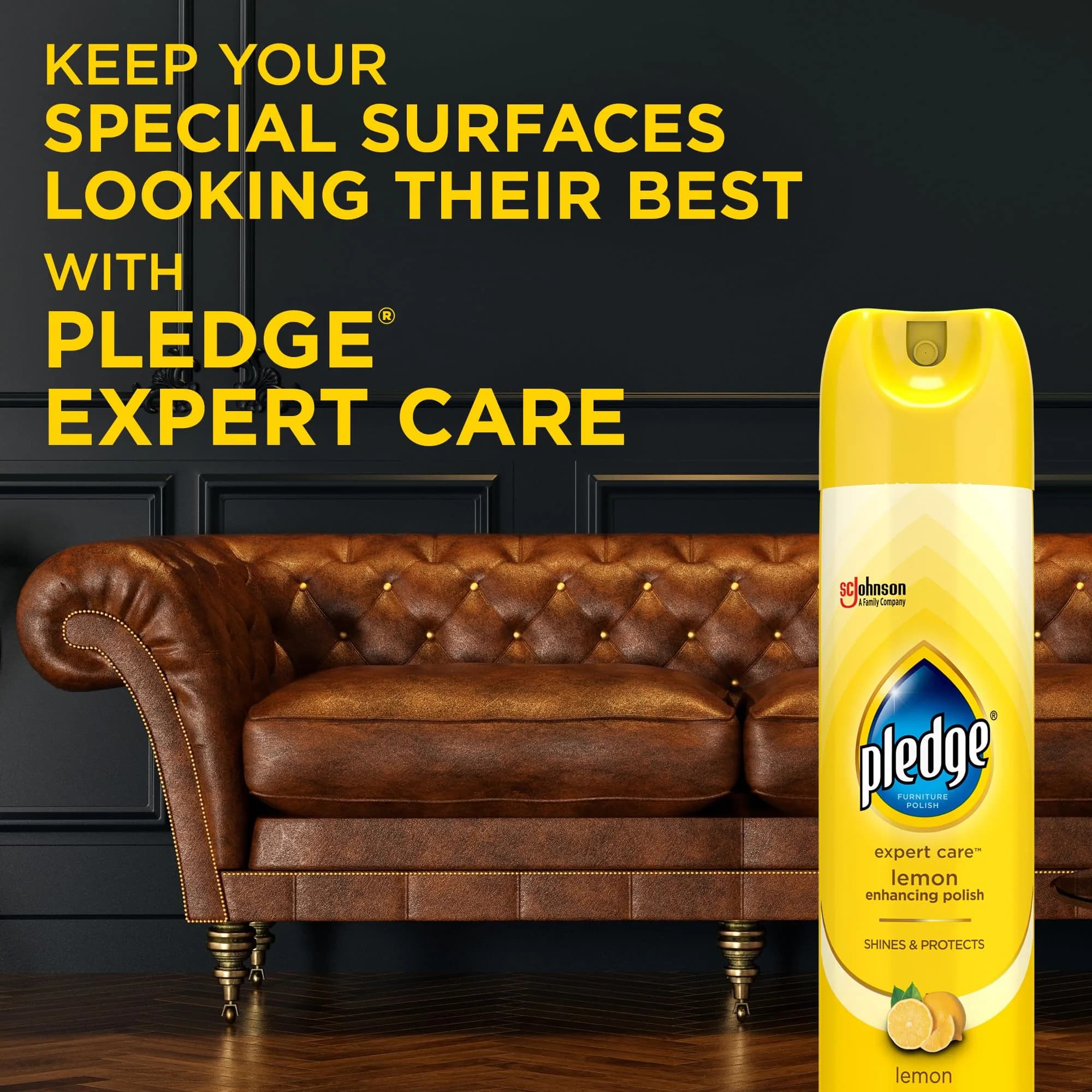 Pledge Lemon Enhancing Polish Spray, Multi-Surface Furniture & Stainless Steel Cleaner, 2x 9.7oz (19.4oz Total) | Fast Shine & Protect - view 8