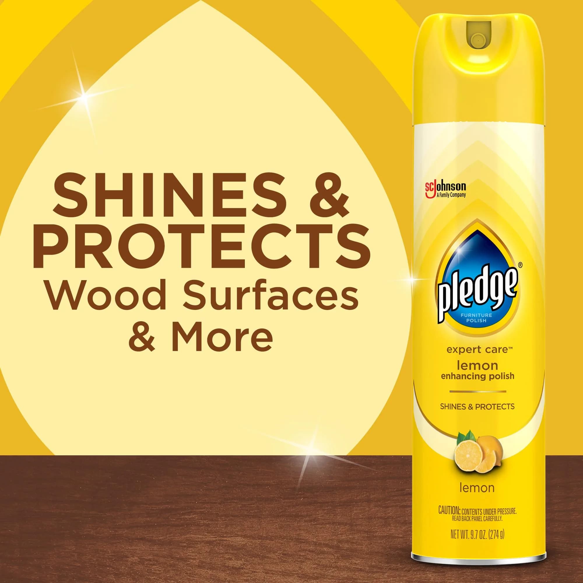 Pledge Lemon Enhancing Polish Spray, Multi-Surface Furniture & Stainless Steel Cleaner, 2x 9.7oz (19.4oz Total) | Fast Shine & Protect - view 2