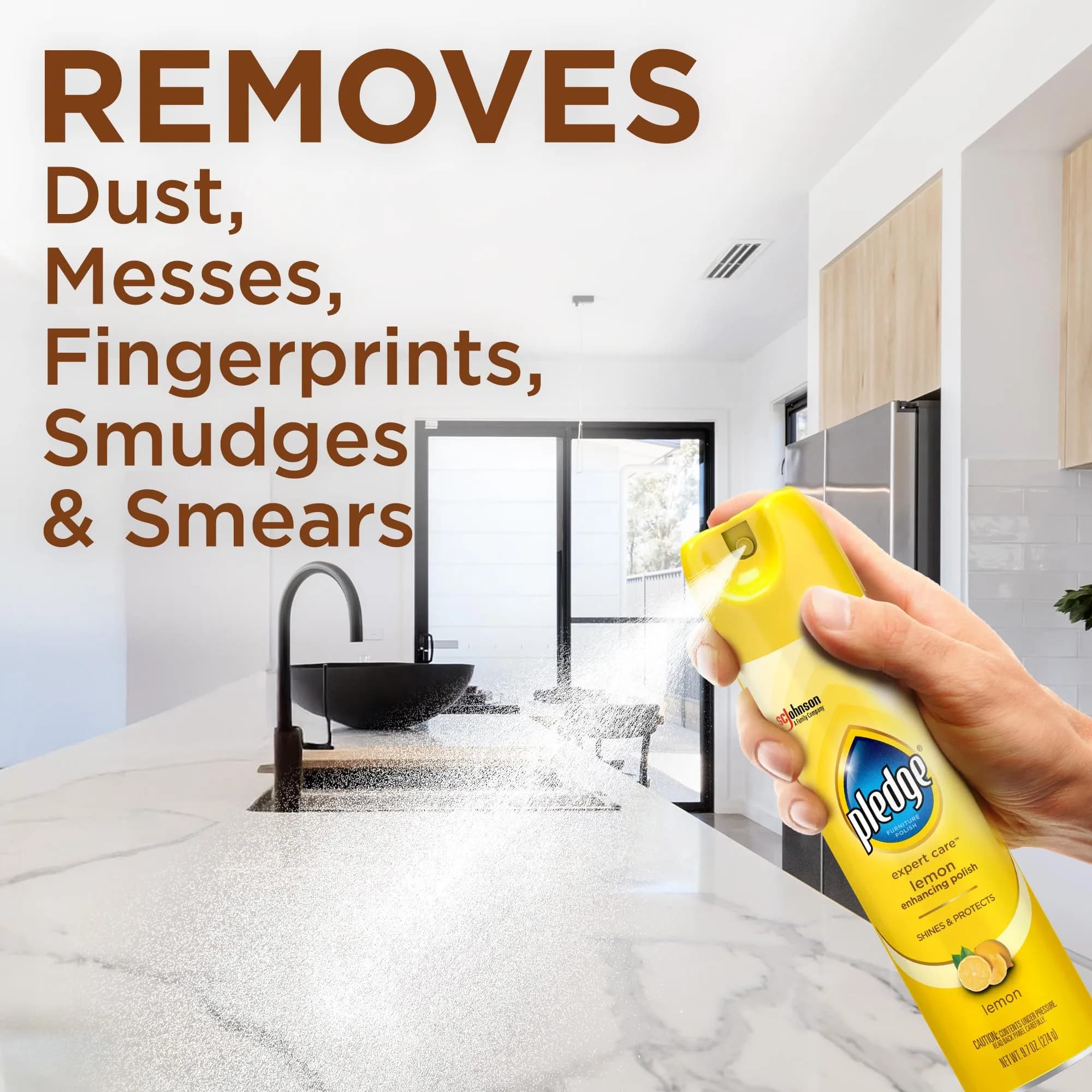 Pledge Lemon Enhancing Polish Spray, Multi-Surface Furniture & Stainless Steel Cleaner, 2x 9.7oz (19.4oz Total) | Fast Shine & Protect - view 3