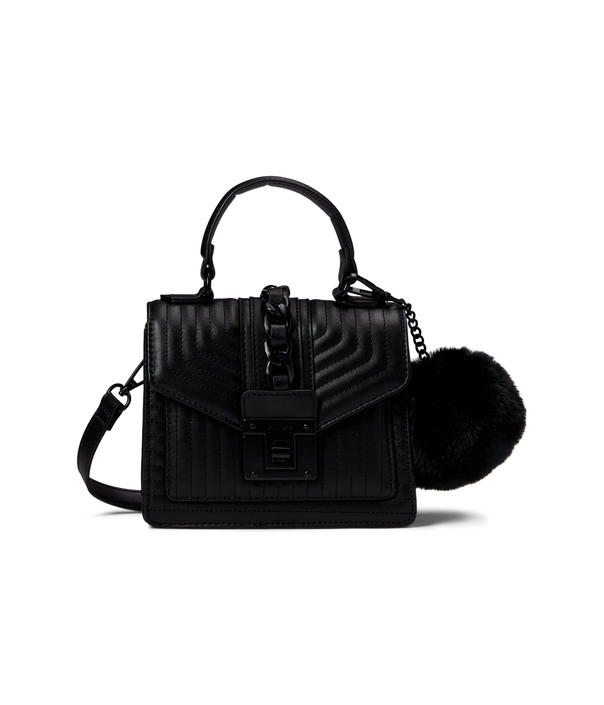 ALDO Mini Jerilini Top Handle Bag Black | Stylish Small Handbag for Women — Black/Black