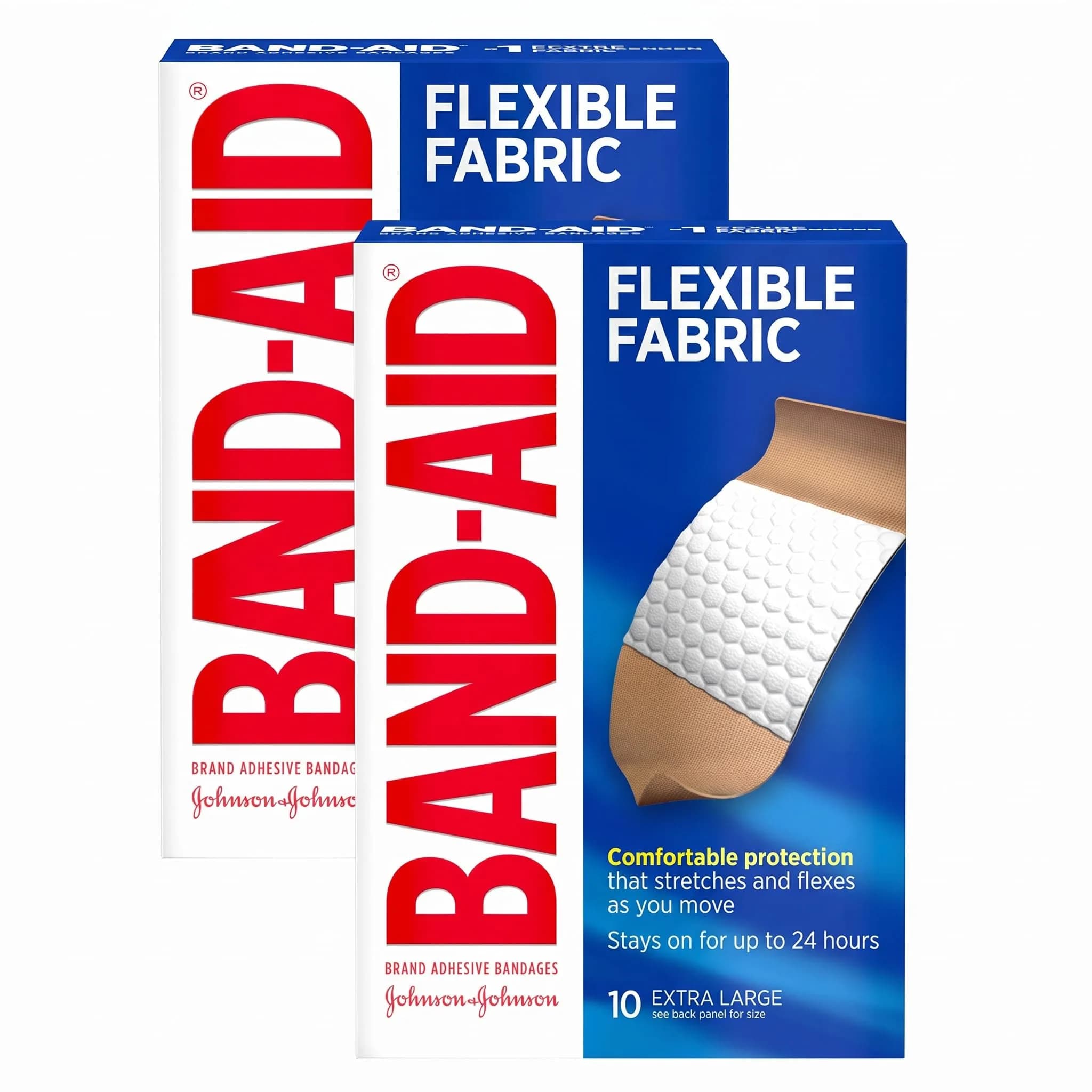 Band-Aid Brand Sterile Flexible Fabric Adhesive Bandages Extra Large 10 Count (Pack of 2) | Comfortable Wound Protection — All One Size