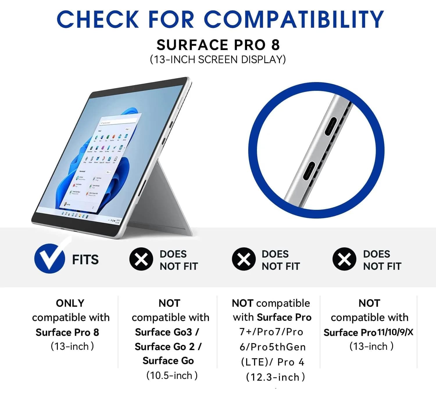 Omnpak Protective Case for Microsoft Surface Pro 8 with Stylus Holder & Kickstand | 13-inch Tablet Cover - view 3