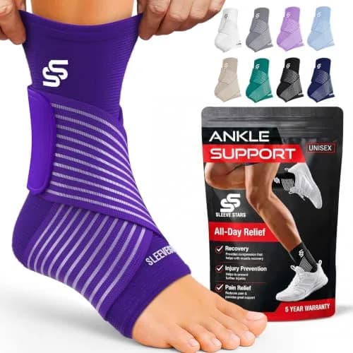 Sleeve Stars Ankle Brace for Plantar Fasciitis Relief, Medium, Dark Purple | FDA Approved Orthopedic Brace for Sprains & Pain thumbnail 1