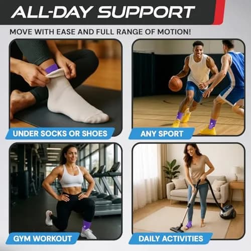 Sleeve Stars Ankle Brace for Plantar Fasciitis Relief, Medium, Dark Purple | FDA Approved Orthopedic Brace for Sprains & Pain thumbnail 4
