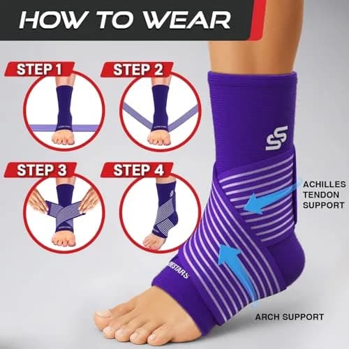 Sleeve Stars Ankle Brace for Plantar Fasciitis Relief, Medium, Dark Purple | FDA Approved Orthopedic Brace for Sprains & Pain thumbnail 7