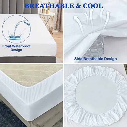 Sufdari Full Mattress Protector Waterproof Fitted Sheet 18" Deep Pocket | Washable & Breathable thumbnail 5