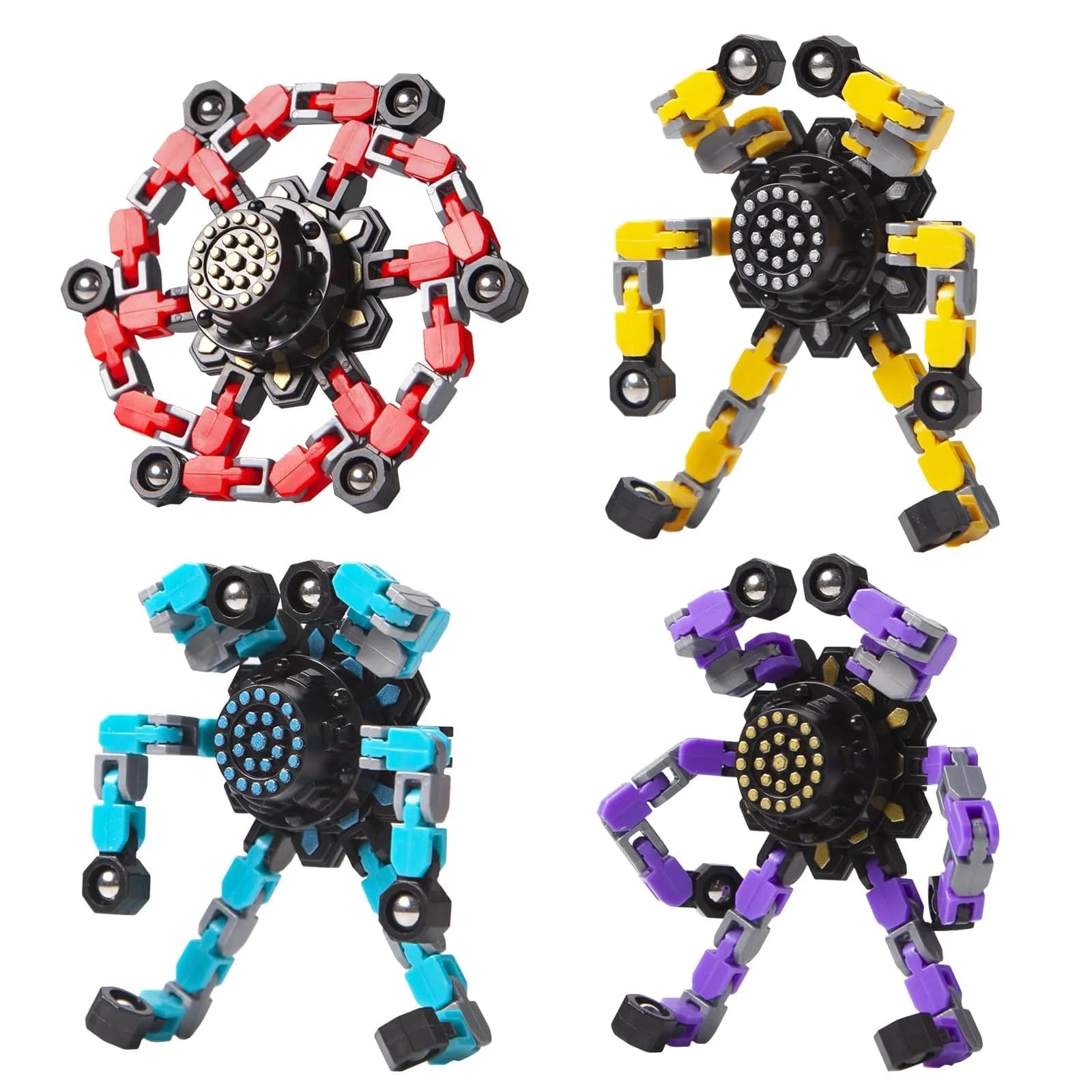 Gokeey Transformable Fidget Spinners 4-Pack | ASTM-Tested Educational Toy for Kids 3-14 - main product image