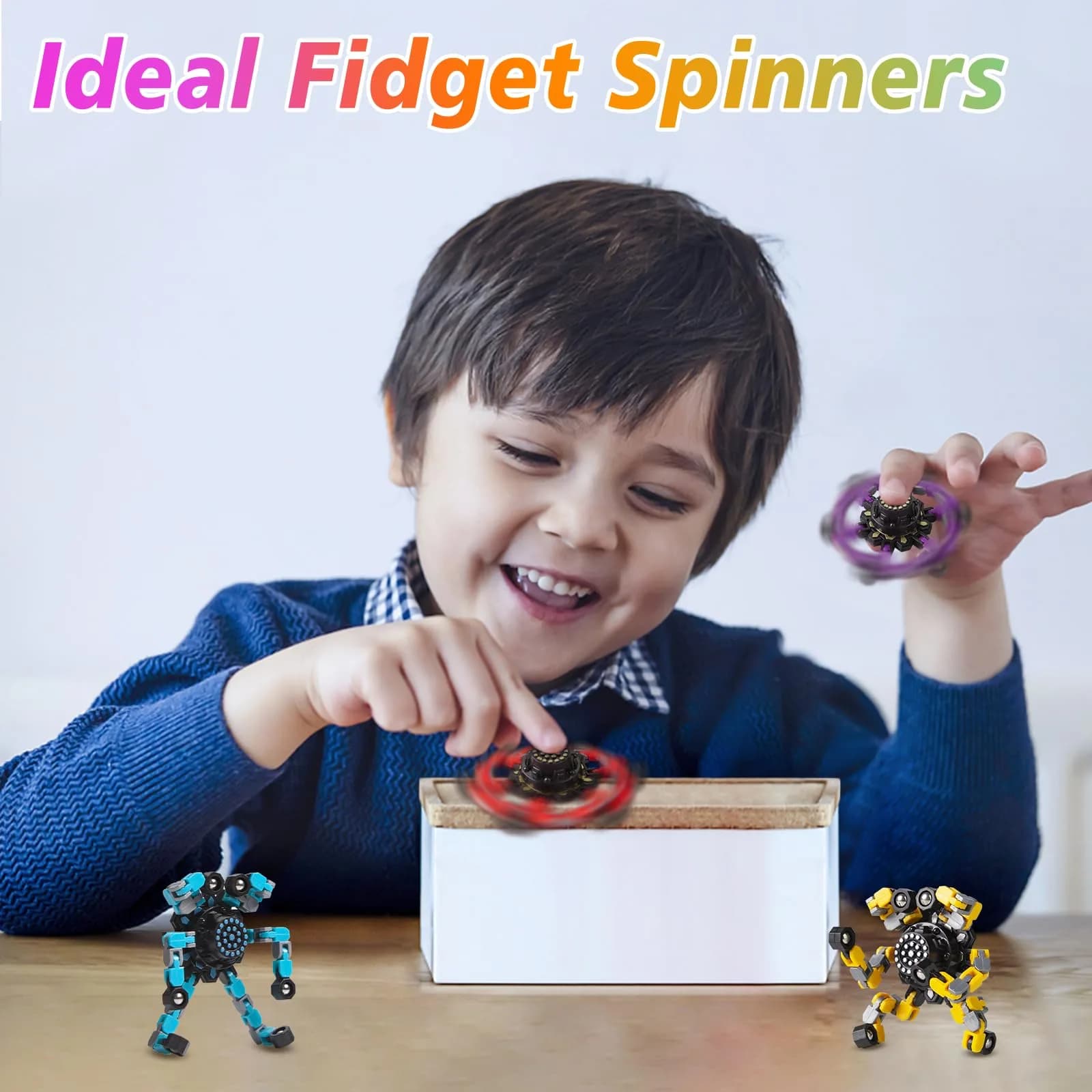 Gokeey Transformable Fidget Spinners 4-Pack | ASTM-Tested Educational Toy for Kids 3-14 - view 2