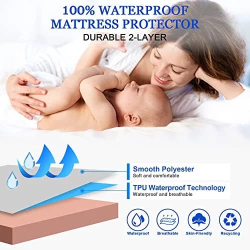 Sufdari Full Size Waterproof Mattress Protector with 18" Deep Pocket | Washable & Breathable thumbnail 2