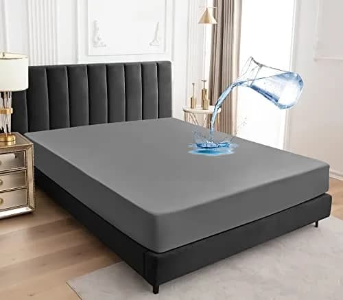 Sufdari Full Size Mattress Protector Waterproof Fitted Sheet Style 18" Deep Pocket Gray thumbnail 1