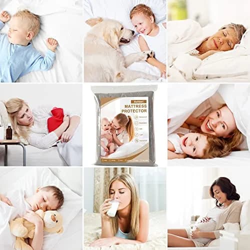 Sufdari Full Size Mattress Protector Waterproof Fitted Sheet Style 18" Deep Pocket Gray thumbnail 8