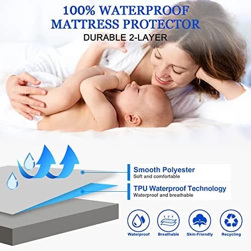 Sufdari Full Size Mattress Protector Waterproof Fitted Sheet Style 18" Deep Pocket Gray thumbnail 2