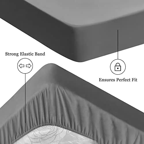 Sufdari Full Size Mattress Protector Waterproof Fitted Sheet Style 18" Deep Pocket Gray thumbnail 4