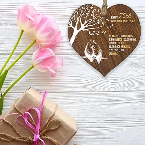 Stuff4 70th Wedding Anniversary Wooden Heart Plaque | Celebrate Love & Milestones thumbnail 5