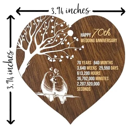 Stuff4 70th Wedding Anniversary Wooden Heart Plaque | Celebrate Love & Milestones thumbnail 6