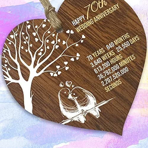 Stuff4 70th Wedding Anniversary Wooden Heart Plaque | Celebrate Love & Milestones thumbnail 2