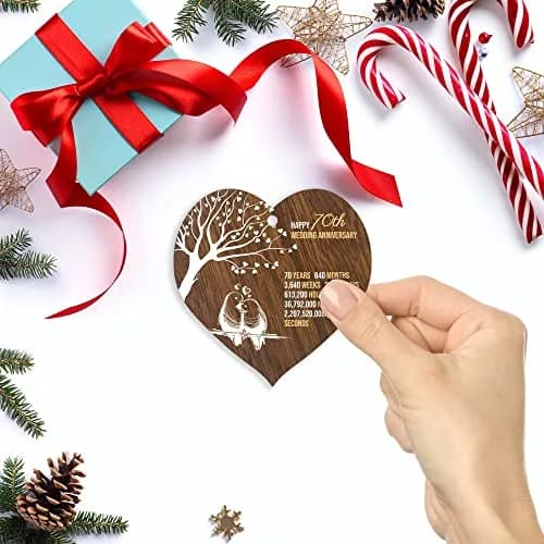 Stuff4 70th Wedding Anniversary Wooden Heart Plaque | Celebrate Love & Milestones thumbnail 3