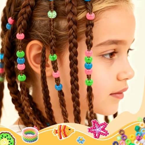 Simetufy Pony Beads for Bracelet Making 1200 pcs | Multi-Colored 6x9mm for DIY Crafts thumbnail 2